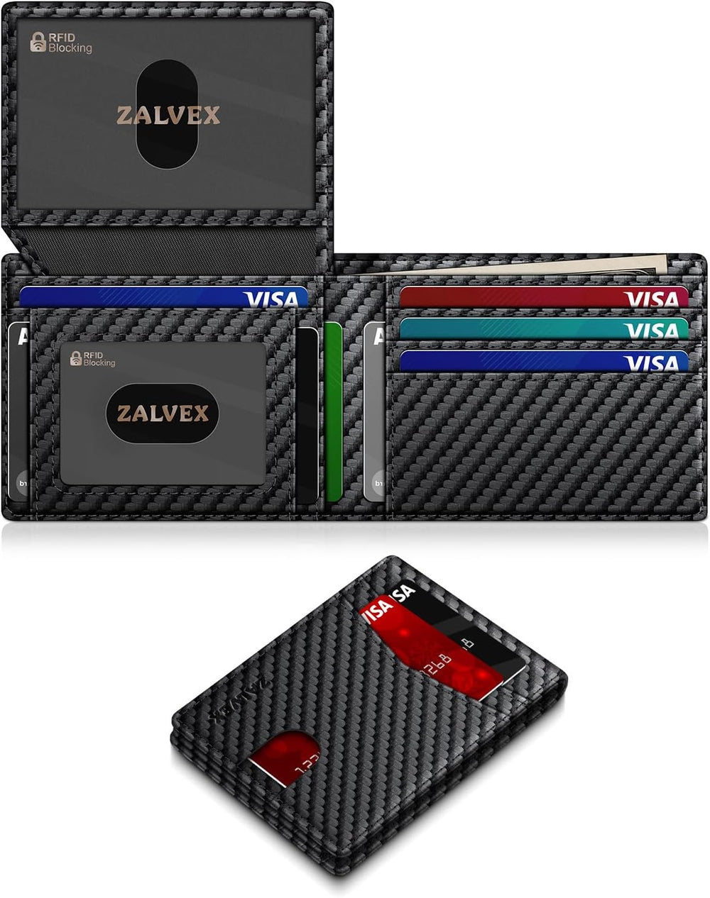 Wallet for Men Slim RFID Blocking Leather Credit Card Holder Wallet for 14 Cards, Bifold Minimalist Thin Wallet with 2 ID Windows & Cash Slot, Front Pockt Carteras Para Hombres, Birthday Gifts for Men