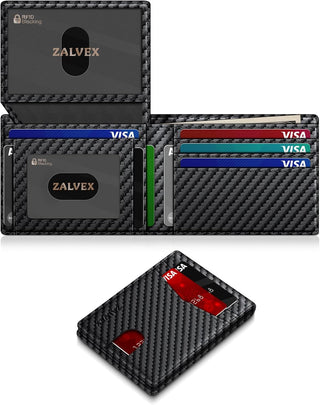 Wallet for Men Slim RFID Blocking Leather Credit Card Holder Wallet for 14 Cards, Bifold Minimalist Thin Wallet with 2 ID Windows & Cash Slot, Front Pockt Carteras Para Hombres, Birthday Gifts for Men