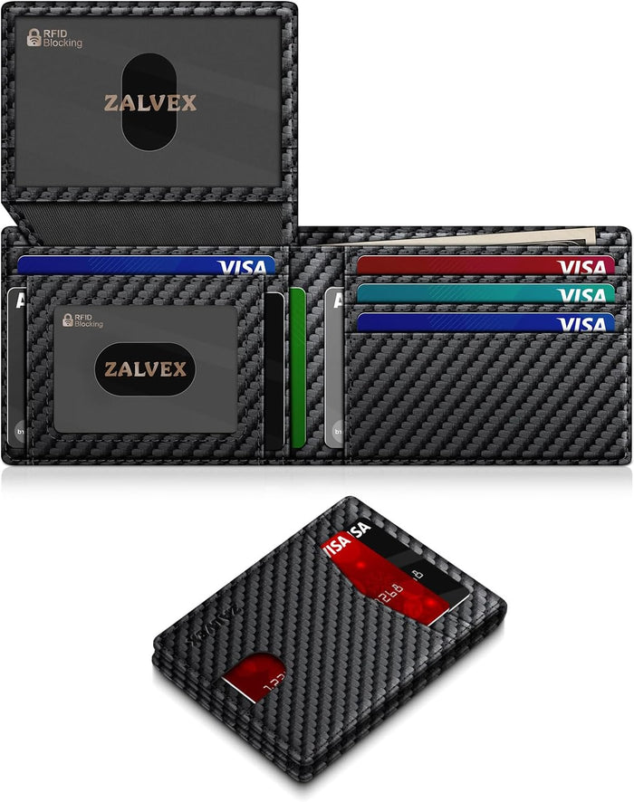 Wallet for Men Slim RFID Blocking Leather Credit Card Holder Wallet for 14 Cards, Bifold Minimalist Thin Wallet with 2 ID Windows & Cash Slot, Front Pockt Carteras Para Hombres, Birthday Gifts for Men