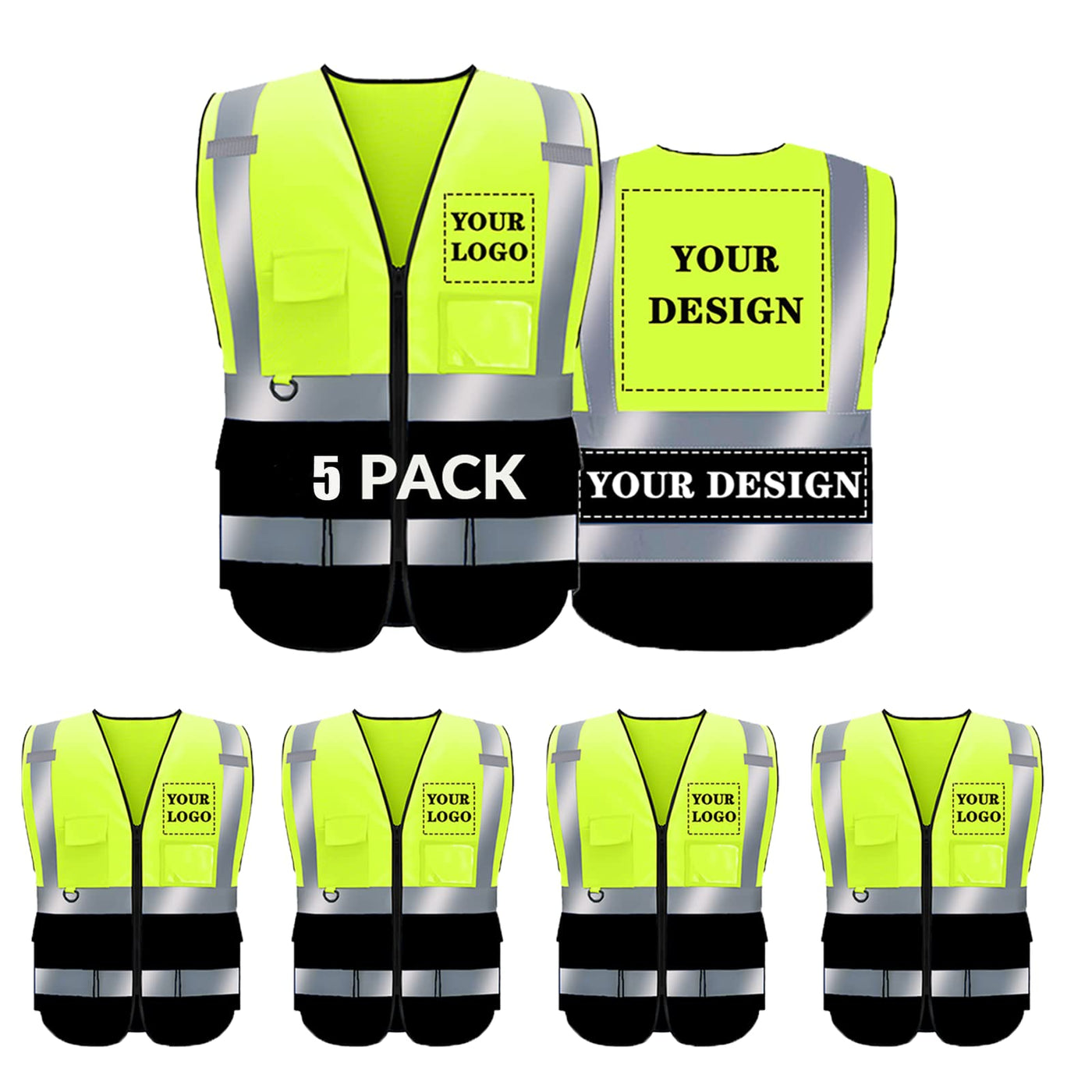 BeautyWill Custom Safety Vest Logo Class 2 High Visibility Reflevtive Vest Outdoor Protective Workwear