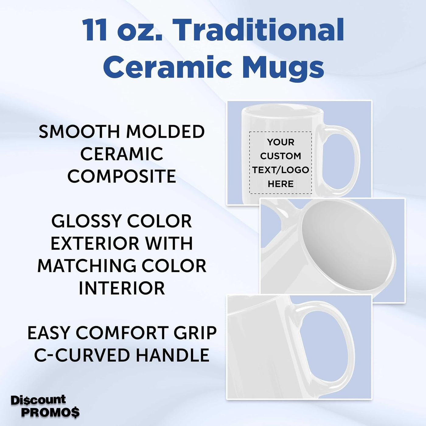 Father’s Day Custom Ceramic Coffee Mugs 11 oz. Set of 10/50/100, Personalized Bulk Pack - Coffee Cup Set, Iced Coffee Cup, Gaming Mug for Dad - White