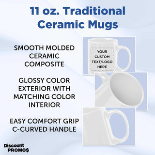 Father’s Day Custom Ceramic Coffee Mugs 11 oz. Set of 10/50/100, Personalized Bulk Pack - Coffee Cup Set, Iced Coffee Cup, Gaming Mug for Dad - White