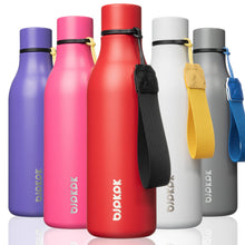 BJPKPK Insulated Water Bottles, 18 oz Stainless Steel Metal Water Bottle with Strap, BPA Free Leak Proof Jugs, Mugs, Flasks, Reusable Thermal Flasks for Sports & Travel, Orange