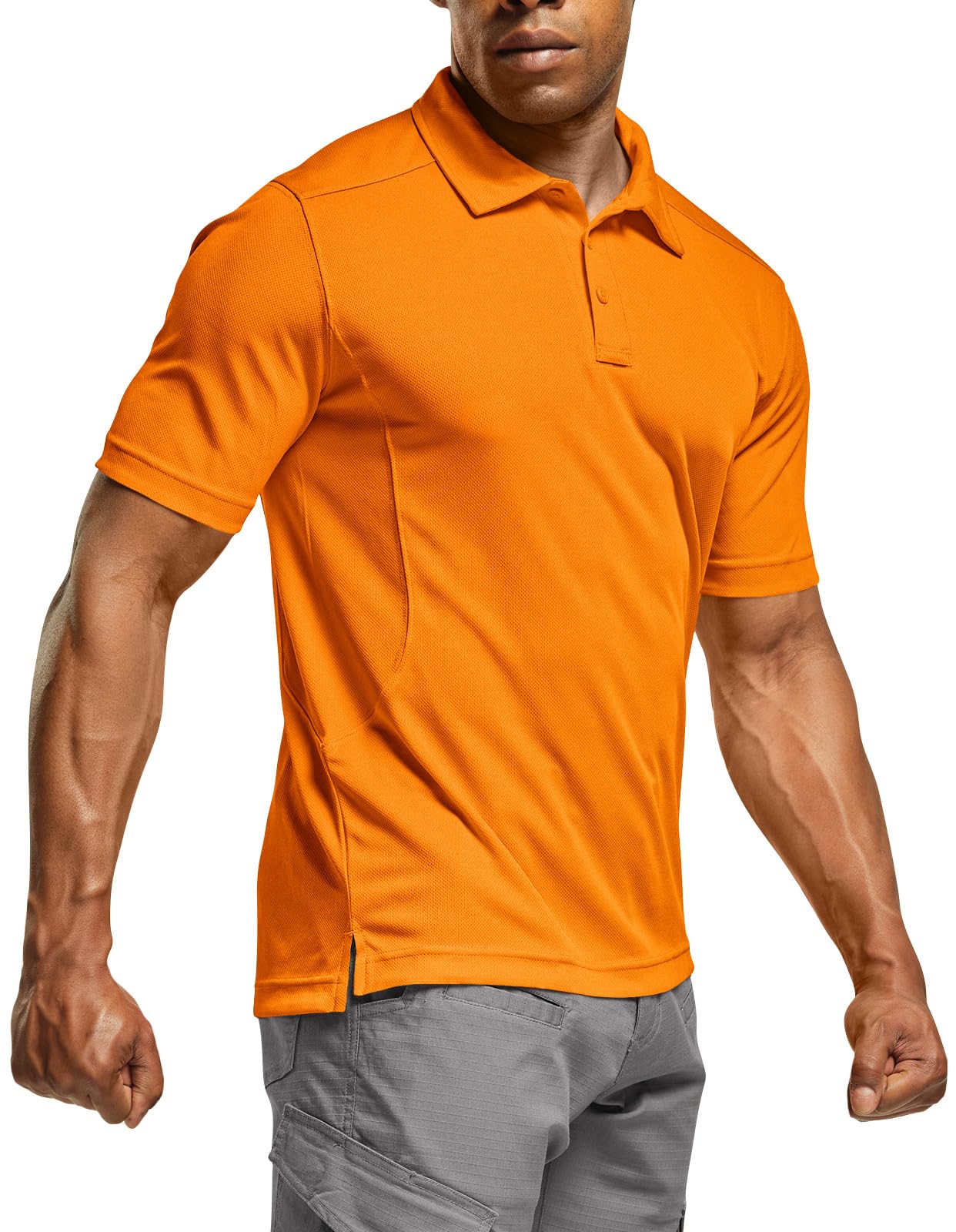 CQR Men's Quick Dry Tactical Polo Shirt, Lightweight Breathable Performance Polo, Short Sleeve UPF 50+ Outdoor Golf Shirt