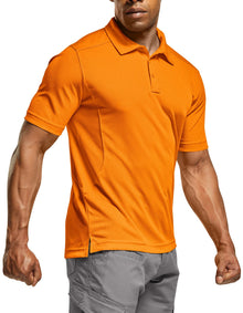 CQR Men's Quick Dry Tactical Polo Shirt, Lightweight Breathable Performance Polo, Short Sleeve UPF 50+ Outdoor Golf Shirt