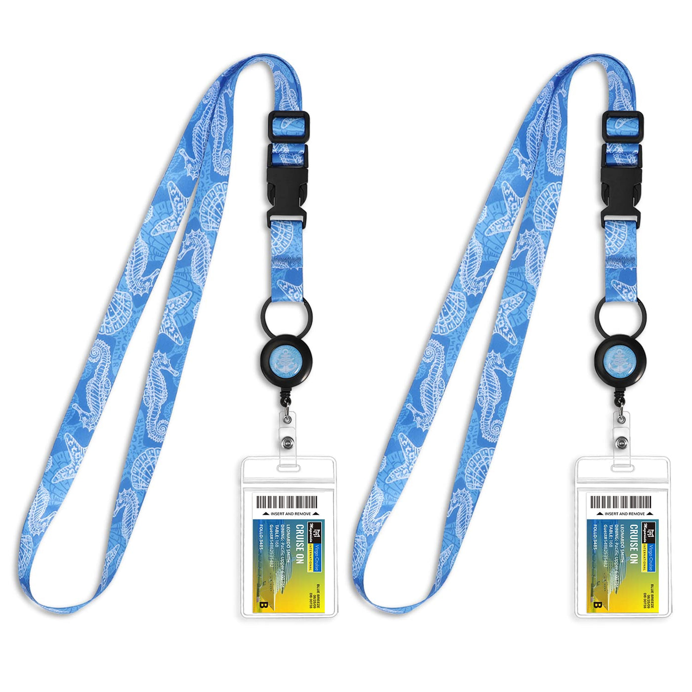 MNGARISTA Cruise Lanyards, Adjustable Lanyard with Retractable Reel, Waterproof ID Badge Holder for All Cruises Ships Key Cards, 2pack