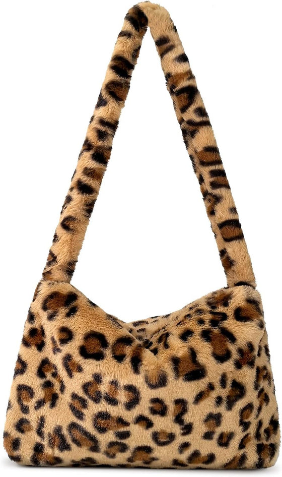 Fuzzy Tote Bag Y2K Fluffy Shoulder Bag Women Furry Purse Large Cute Plush Bag Ladies Faux Fur Bag for Autumn and Winter