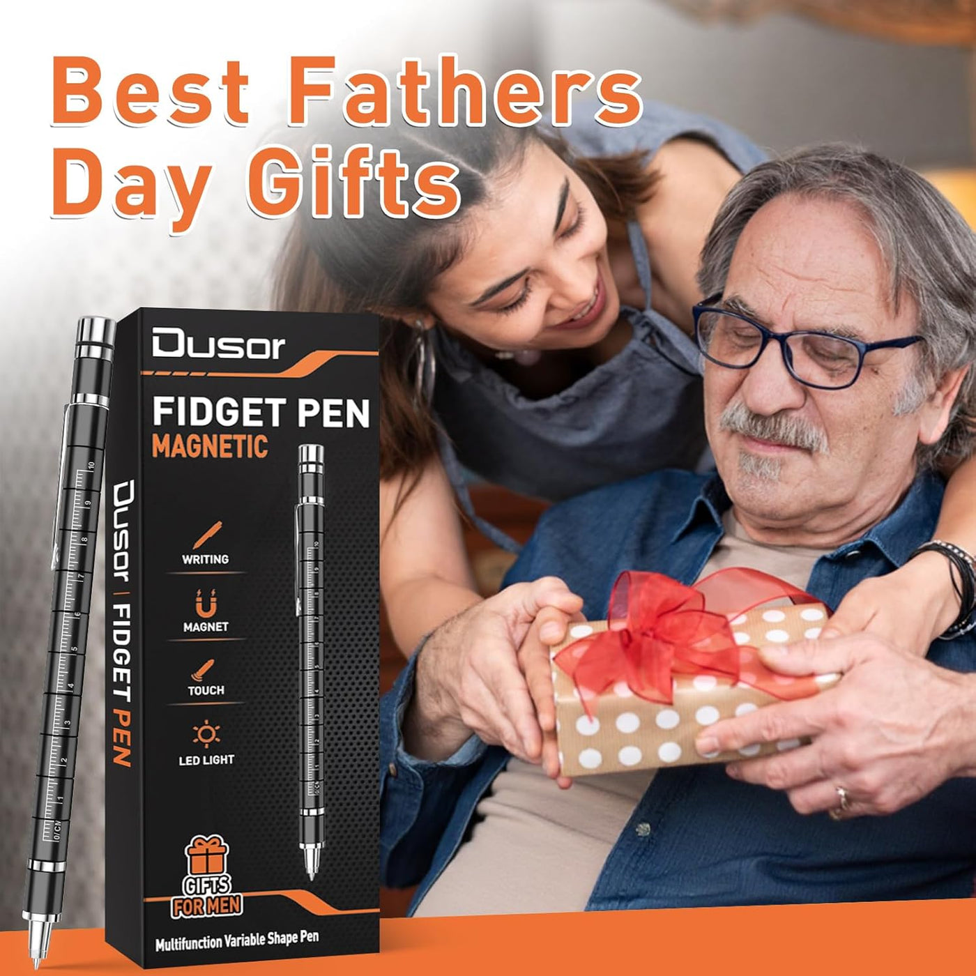 Dusor Gifts for Men Fidget Pen, Fathers Day Gift for Husband Dad Brother Boyfriend Multifunction Pen, Anniversary Birthday Fathers Day Gift from Daughter Son Wife, Graduation Gifts for Teens Him Boy