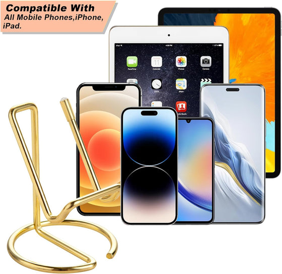 ROPOSY Cell Phone Stand for Desk, Cute Metal Gold Cell Phone Stand Holder Desk Accessories, Compatible with All Mobile Phones, iPhone, iPad - hover image