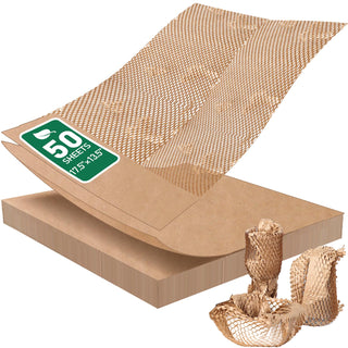 MAXECHO 50 Sheets Honeycomb Packing Paper Expanded Size 12" × 16" Unexpanded Size 14.5" × 11" Bubble Cushioning Wrap for Moving Shipping Products Gifts Wrapping Essentials Packaging Materials Supplies