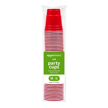 Amazon Basics Sturdy Disposable Plastic Party Cups for Cold Drinks, Red, 18oz, 50 Count, BPA-Free