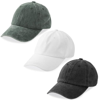 MEINICY 3 Packs Washed-Cotton Plain Baseball Cap, Vintage Adjustable Dad Hats Gift for Men/Women,Unstructured