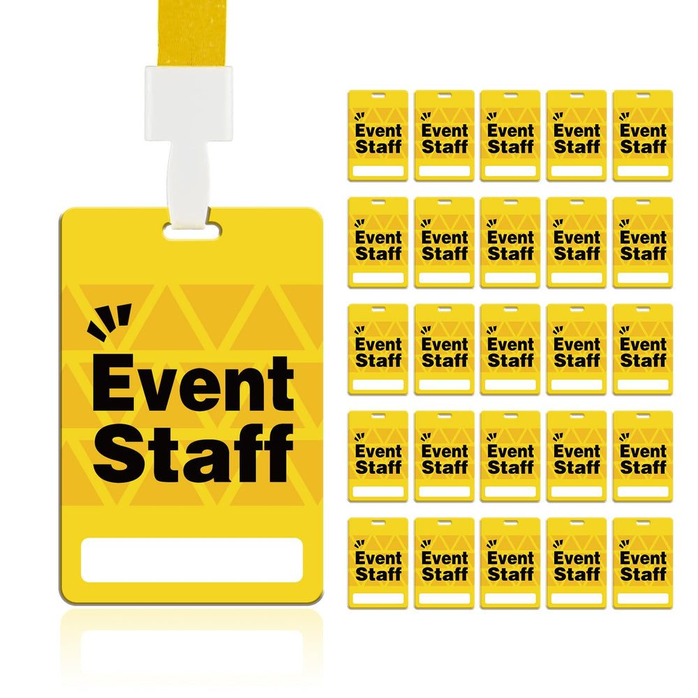Event Staff Lanyards 25pcs - Reusable & Flexible PVC ID Badges for Office, School, Events,Durable Anti-Bend Plastic Cards for Exhibition Guests by OSTENBIG (Green)
