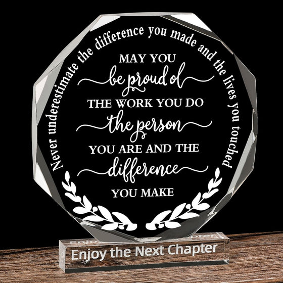COCHIE Thank You Employee Appreciation Acrylic Award Plaque Sign - Inspirational Retirement Gift for Coworkers - Office Table Decor Keepsake, 4.75.3 Inch, White