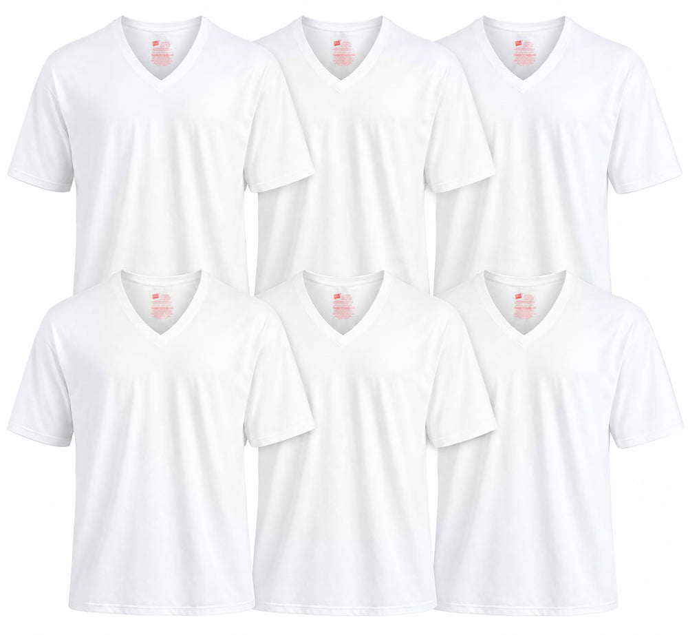 Hanes Men's Undershirts T-Shirt Pack, V-Neck Cotton Tees for Men, Moisture-Wicking, Odor Control, White Multi-Pack
