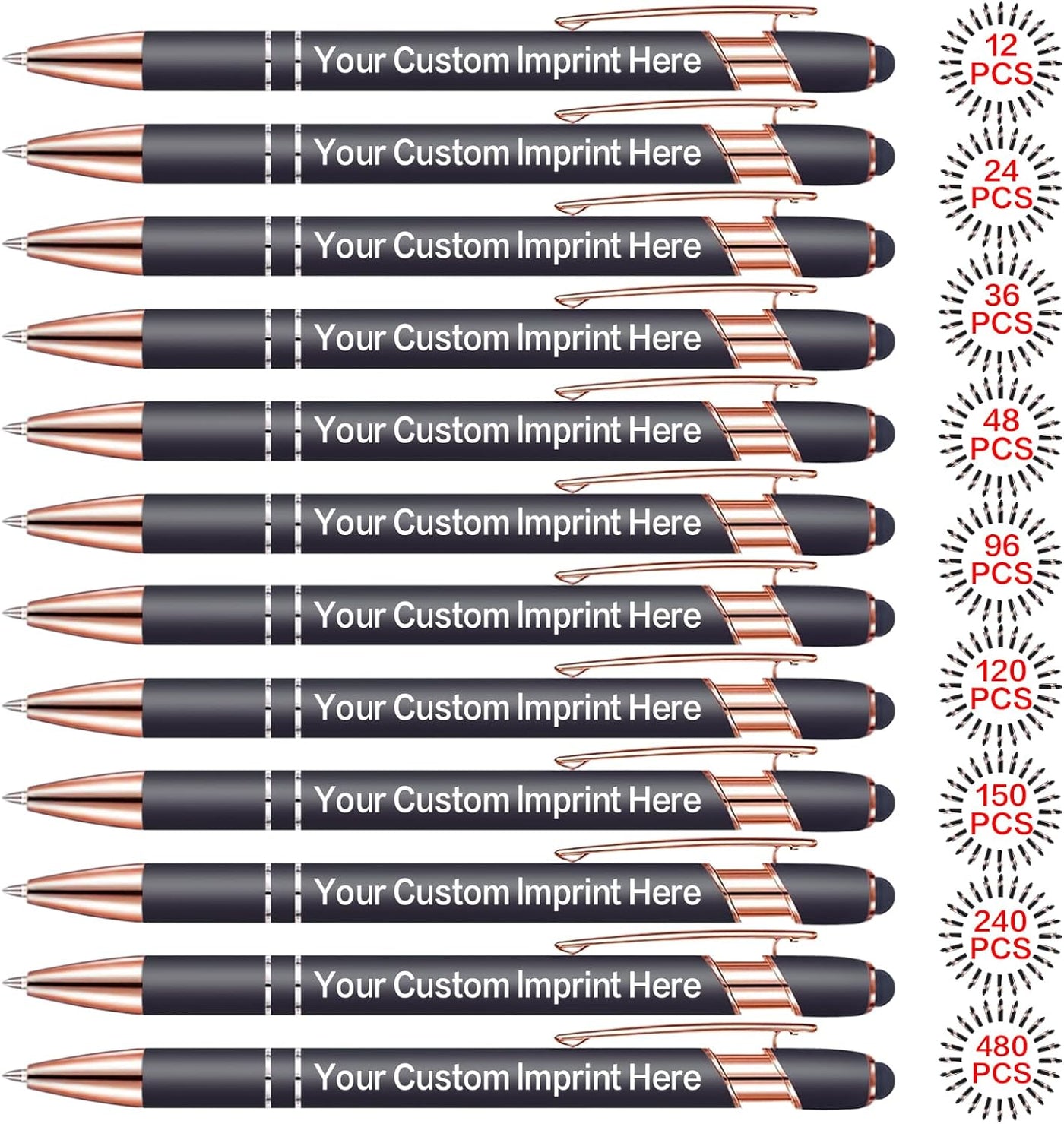 Bulk Custom Pens Personalized, Customized Pens with Name/Logo Printing Perfect for Business, Birthday, Wedding, Graduation Gifts & Party Events 5 to 2000 Pieces Pack Ballpoint Pens
