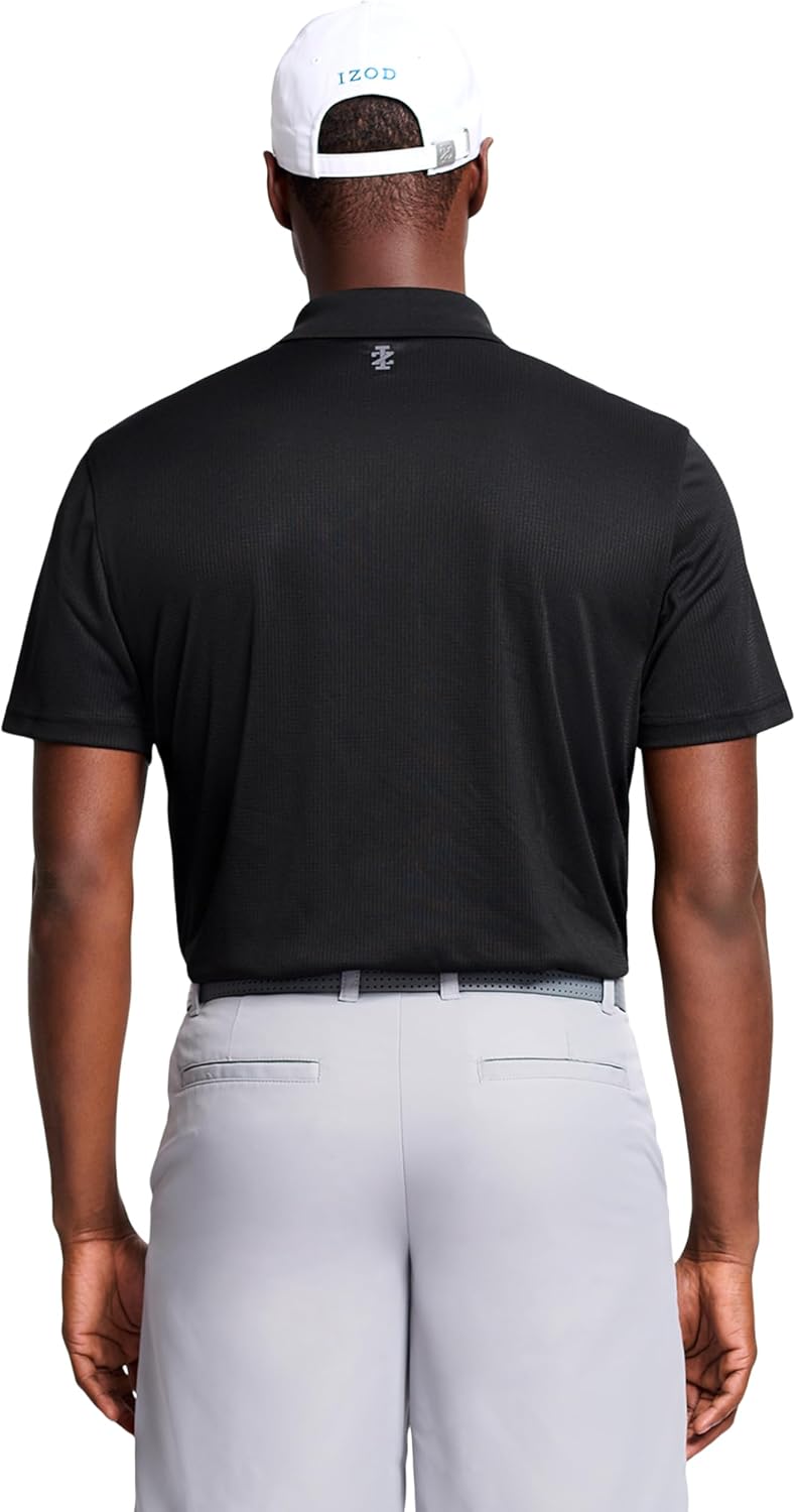 Izod Men's Performance Golf Grid Short Sleeve Stretch Polo Shirt