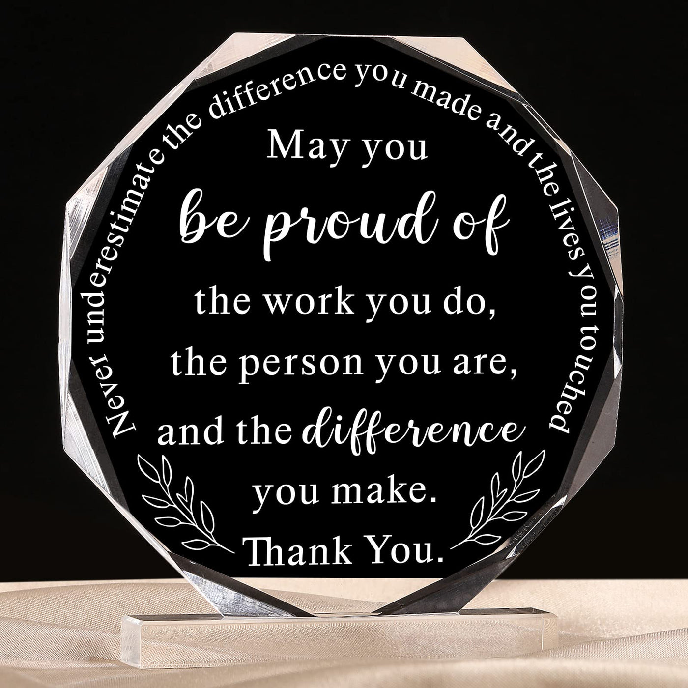 Yookeer Thank You Appreciation Gifts for Coworkers Retirement Gift for Employees Women Men May You Be Proud of The Work Acrylic Plaque Decor for Nurse Friend Boss(Stylish Style)