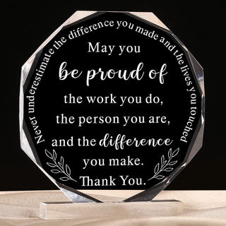 Yookeer Thank You Appreciation Gifts for Coworkers Retirement Gift for Employees Women Men May You Be Proud of The Work Acrylic Plaque Decor for Nurse Friend Boss(Stylish Style)