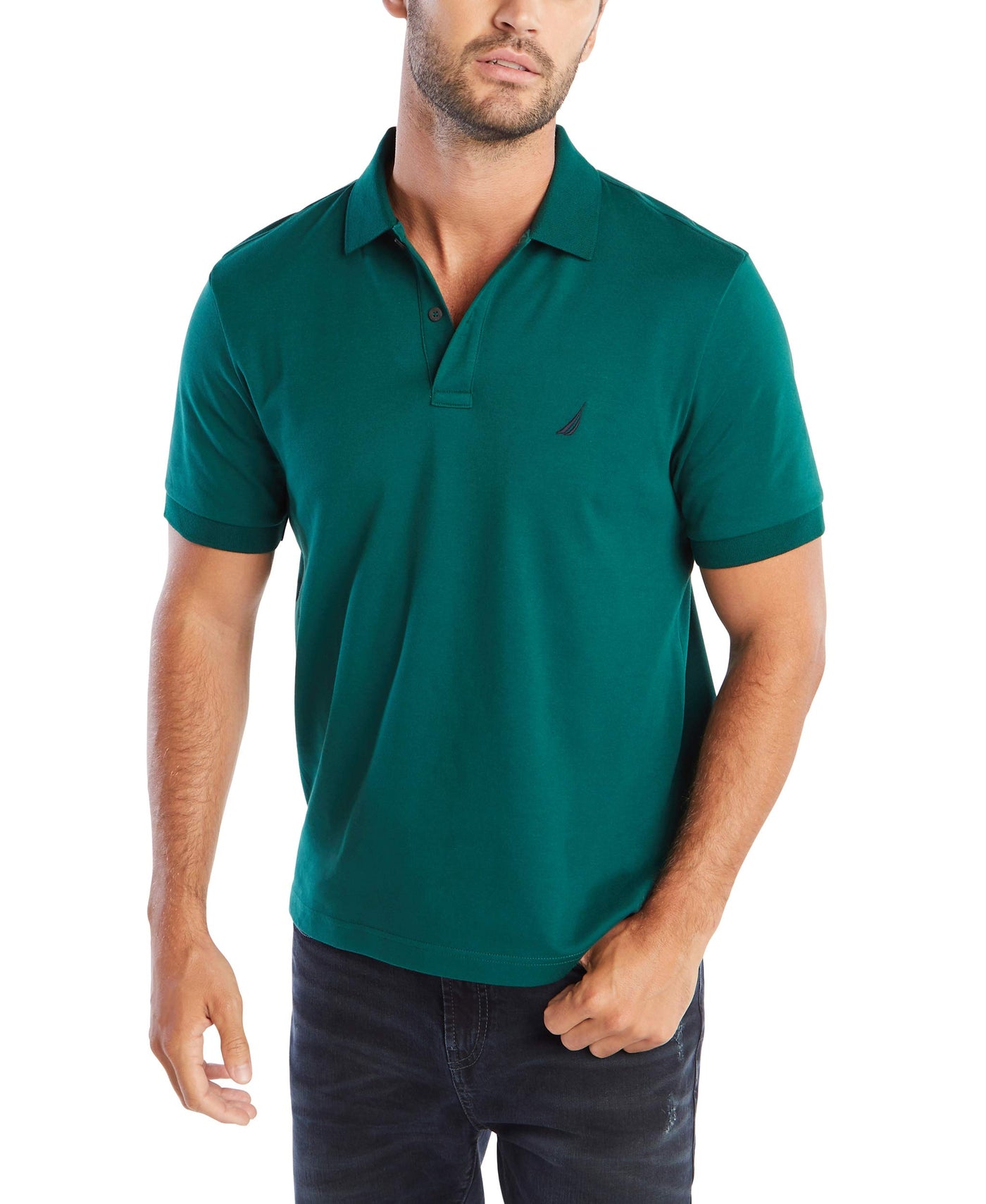 Nautica Men's Classic Fit Short Sleeve Dual Tipped Collar Polo Shirt