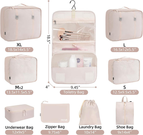 BAGAIL 6 Set/8 Set/10 Set Packing Cubes Various Sizes Packing Organizer for Travel Accessories Luggage Carry On Suitcase - hover image