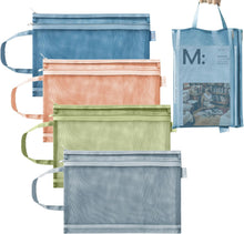 4 Pack Mesh Zipper Pouch with Handles, Nylon Document Bag Double Layer Transparent, Home Office Supplies Document Pouch Storage Bag (A4)