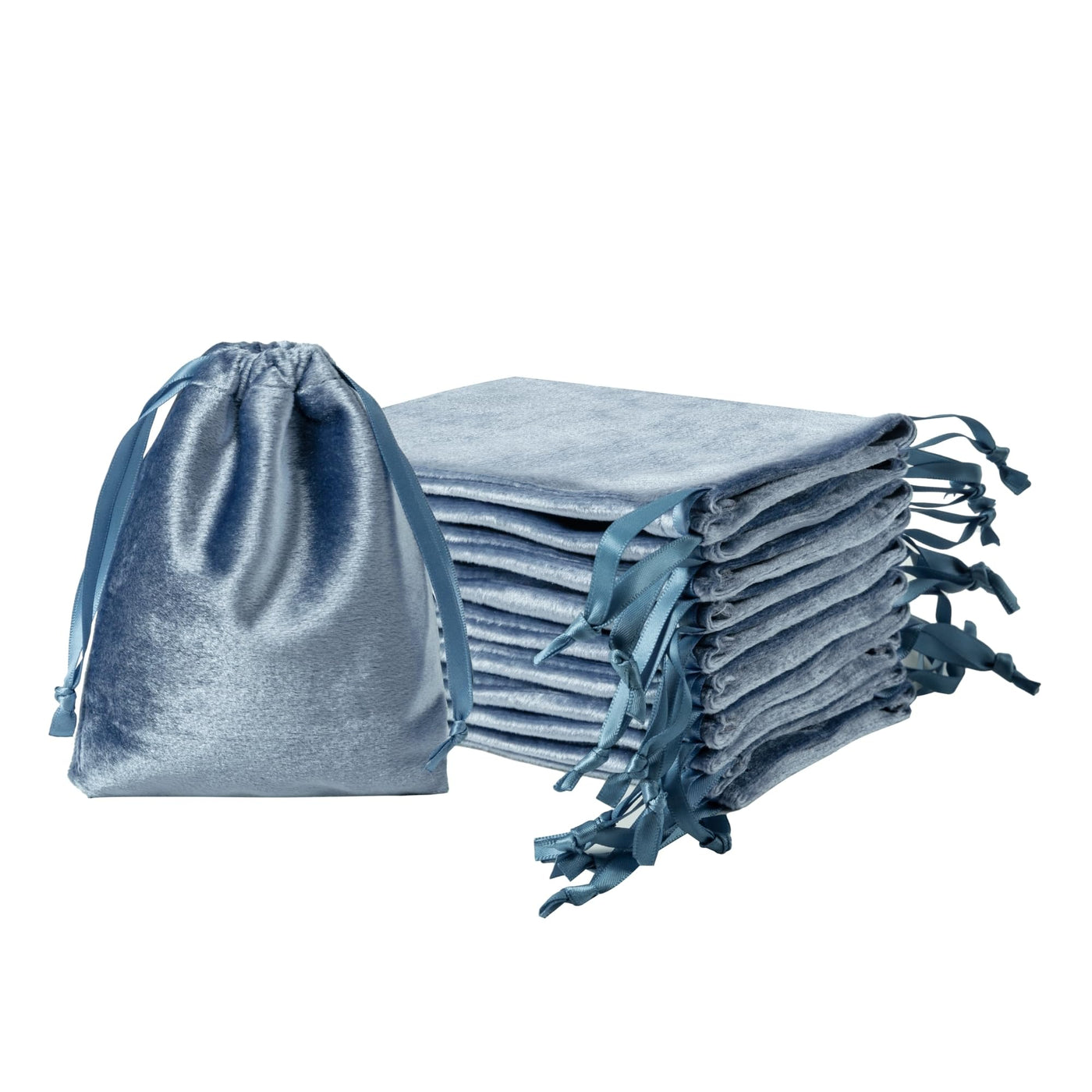 QIANF 12pcs Light Champagne Velvet Drawstring Bags 4x6 inches Glossy Small Velvet Cloth Gift Bags Jewelry Pouches for Storage Wedding Party Favor Christmas