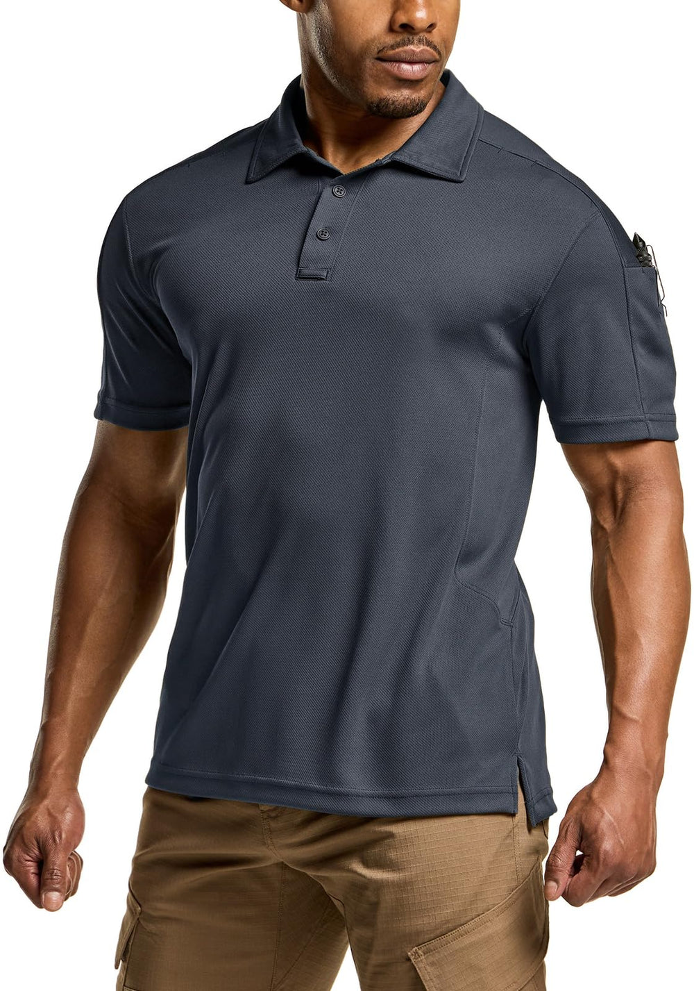 CQR Men's Quick Dry Tactical Polo Shirt, Lightweight Breathable Performance Polo, Short Sleeve UPF 50+ Outdoor Golf Shirt
