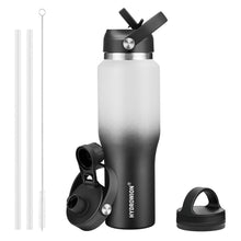 HYDROWION 32oz Stainless Steel Water Bottle(Cold for 48 Hrs, Hot for 24 Hrs), Double Wall Vacuum Insulated Water Flask with Straw Lid, Spout Lid and Flex Cap, Fit in Any Car Cup Holder, Cobalt