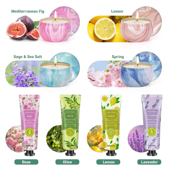 Gifts for Women - Candles Gift Set & Hand Cream Lotion Set (8 Pack), Ideal for Birthday Gift,Teacher Appreciation Gifts, Christmas Gift Set, Stocking Stuffers for Mom, Friend, Coworker - hover image