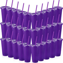 Honeydak 15 Pack Tumbler with Straw and Lid Bulk Cups for Gifts Water Bottle Iced Coffee Travel Mug Cup Reusable Plastic Tumblers for Party Birthdays 24-27 oz (Solid Color)