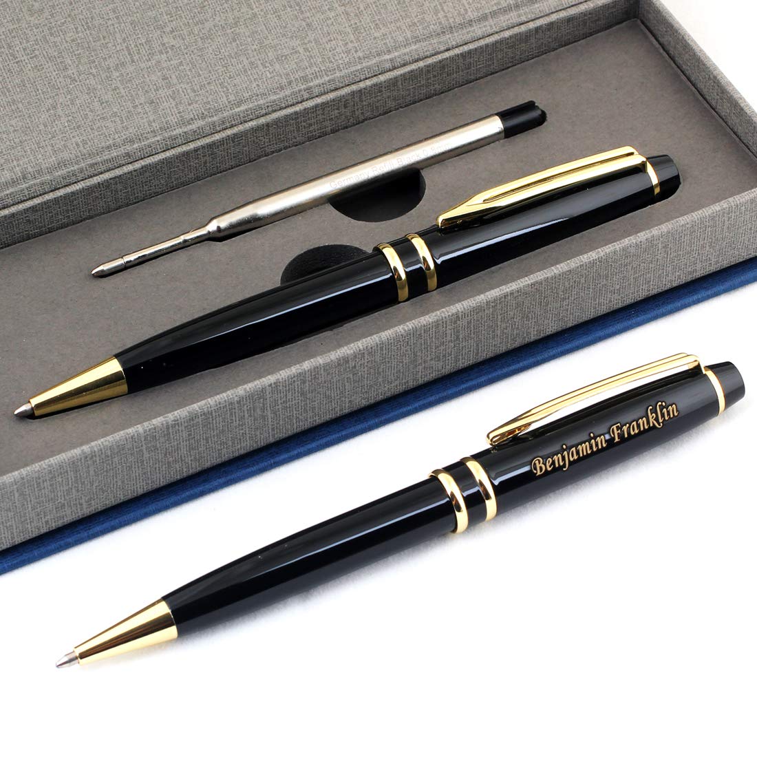 Custom Engraved Pen & Money Clip Wallet Gift Set – Personalized Ballpoint Pen with Refill, Luxury Gift Box for Men