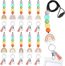 Roowest Graduation Gifts Teacher Lanyards for ID Badge Keys Colorful Rainbow Beaded Badge Lanyard for Women's Day Secretary Employee Appreciation