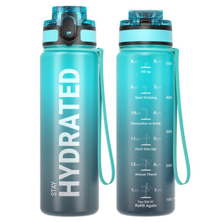 Sahara Sailor Water Bottle 32oz, Durable and Leakproof Water Bottles Motivational with Time Marker, Tritan, BPA Free, Wide Mouth with Easy Clean Brush for Gym, Travel, Home, School, Office (1 Bottle)