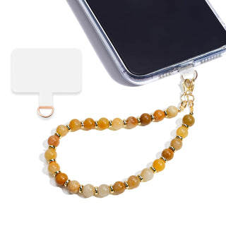 Marble Beaded Phone Wrist Strap,Detachable Phone Bracelet Strap with Tether Tab,Hands-Free Wristlet Strap (Rose Quartz)