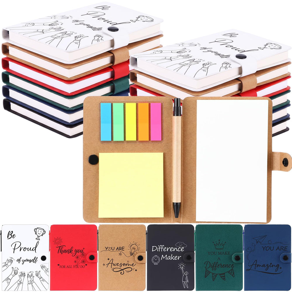 Resurhang 36 Pack Appreciation Gifts Bulk Inspirational Spiral Notebook with Sticky Note Pen, Note Pads Motivational Journals Thank You Gifts for Employee Volunteer Teacher Nurse Team (Pattern)