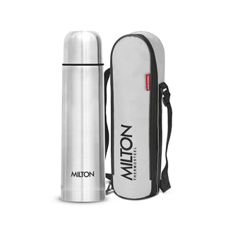 Milton Thermosteel Flip Lid Flask 350, Double Walled Vacuum Insulated Thermos 350 ml | 12 oz | 24 Hours Hot and Cold Water Bottle with Cover, 18/8 Stainless Steel, BPA Free, Leak-Proof | Silver