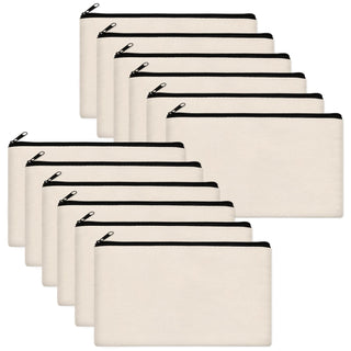 Legigo Blank Canvas Bag Zipper Pouch Makeup Bags Bulk - Multi-Purpose Canvas Pencil Pouch with Sturdy Zipper, Cosmetic Bag Travel Toiletry Bag for DIY Craft Projects, Storage (8.3 x 5 inches)