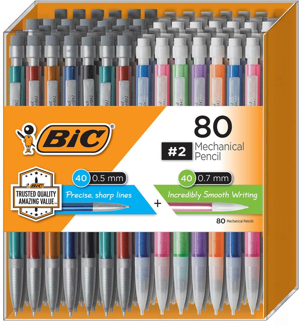 BIC Xtra-Smooth Mechanical Pencils with Erasers, Medium Point (0.7mm), 10-Count Pack, Bulk Mechanical Pencils for School or Office Supplies