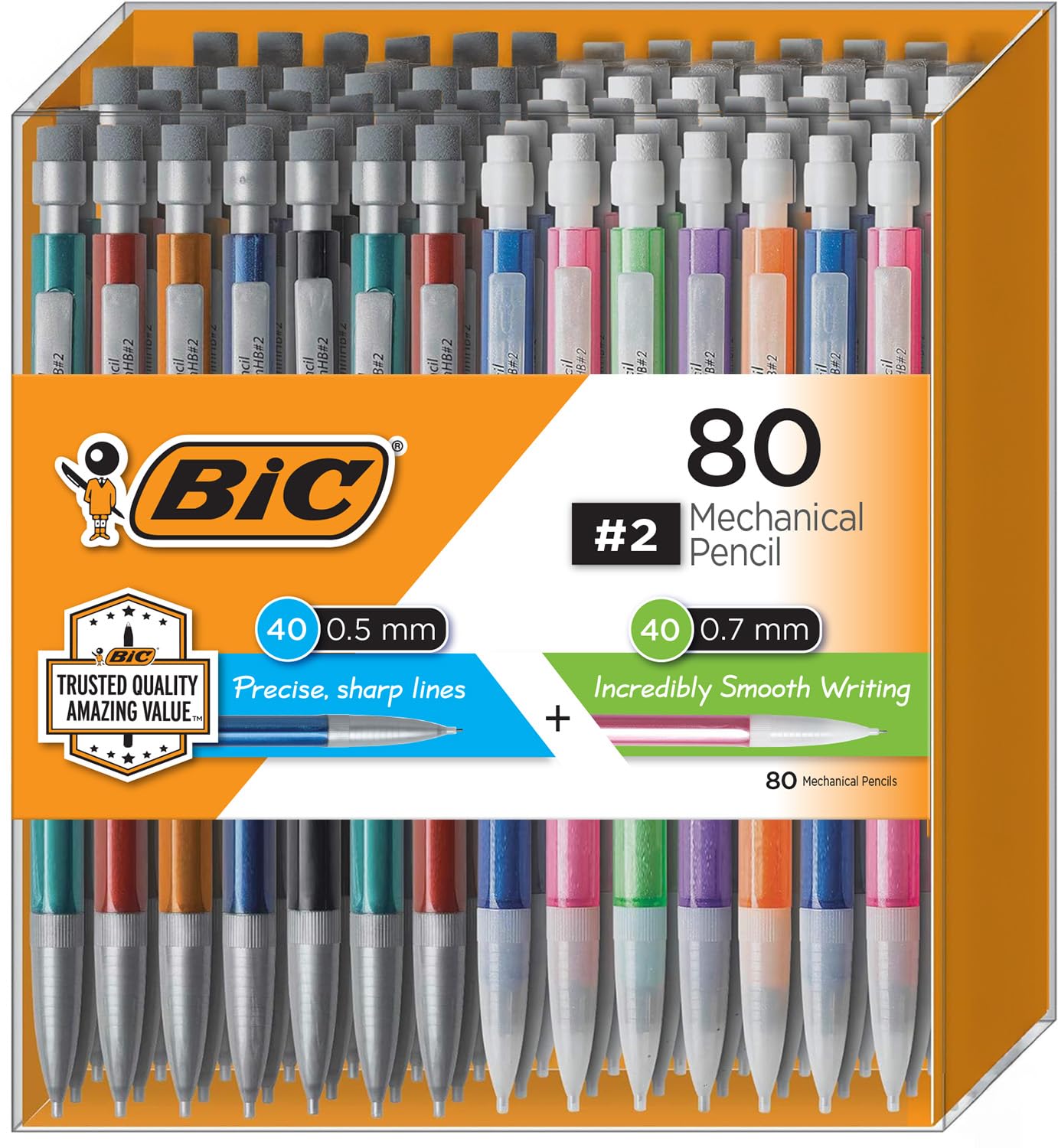 BIC Xtra-Smooth Mechanical Pencils with Erasers, Medium Point (0.7mm), 10-Count Pack, Bulk Mechanical Pencils for School or Office Supplies