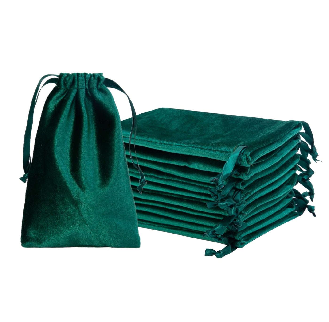 QIANF 12pcs Light Champagne Velvet Drawstring Bags 4x6 inches Glossy Small Velvet Cloth Gift Bags Jewelry Pouches for Storage Wedding Party Favor Christmas