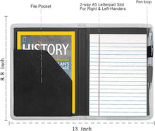 Padfolio/Portfolio Binder, Mini Padfolio Portfolio Binder 5 x 8 Legal Writing Pad, A5 Document Organizer Folder for Men Women,Silver
