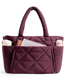 BAGSMART Tote Bag for Women, Puffer Tote Bag with Zipper, Large Quilted Shoulder Bag with Compartments for Travel, Work, Gym