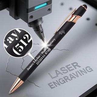 WNNNS Bulk Custom Pens Personalized with Name & Logo, Customized Engraved Pens, Black Ink Ballpoint with Stylus Tips, Office Employee Graduation Teacher Appreciation Gifts.