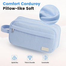 Sooez High Capacity Pencil Case, Soft Corduroy Pencil Pouch with 4 Compartments, Multiple Pockets, Large Pencil Bag with Sturdy Zipper, Cute Pencil Case Pouch Organizer for Student Teen Girls, Blue