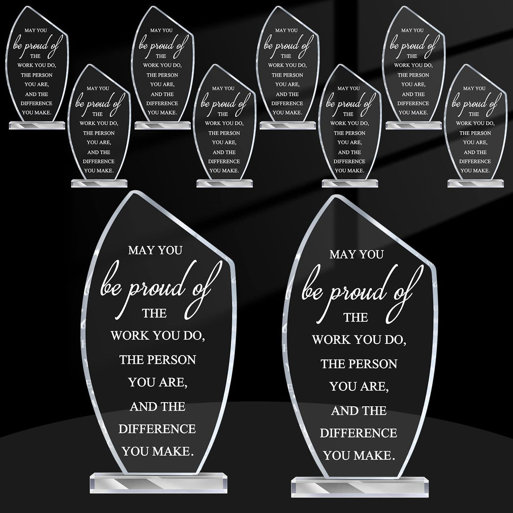 Bucherry 10 Pcs Employee Appreciation Awards for Coworker Acrylic Thank You Trophy May You Be Proud of The Work You Do Sign Prizes Retirement Goodbye Farewell Gift for Women Men(Stylish)