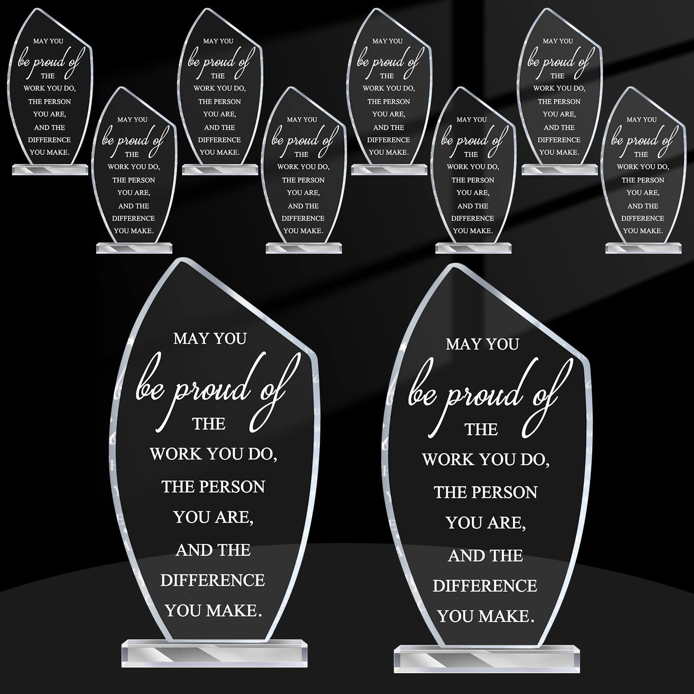Bucherry 10 Pcs Employee Appreciation Awards for Coworker Acrylic Thank You Trophy May You Be Proud of The Work You Do Sign Prizes Retirement Goodbye Farewell Gift for Women Men(Stylish)