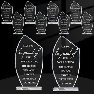 Bucherry 10 Pcs Employee Appreciation Awards for Coworker Acrylic Thank You Trophy May You Be Proud of The Work You Do Sign Prizes Retirement Goodbye Farewell Gift for Women Men(Stylish)