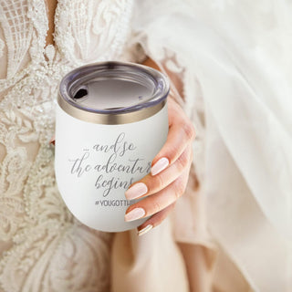 The Adventure Begins - Congratulations Gifts For Women, Going Away Gifts for Friends Moving, or Welcome To the Team- Perfect New Beginnings Gift - 12oz Stainless Steel Glass with Straw and Lid