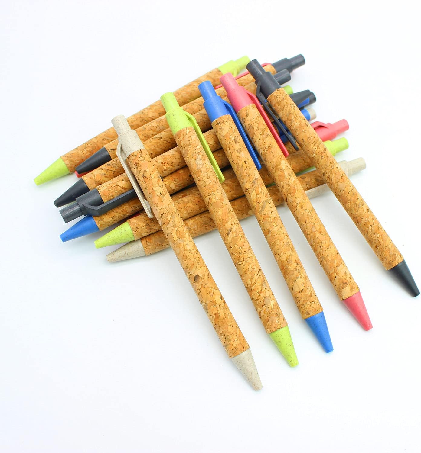 jinfusi Wheat Straw Pens(30 Pack),Eco Friendly Cork and Recycled Ballpoint Writing Black Ink Sustainable Products Set Pens or Journaling